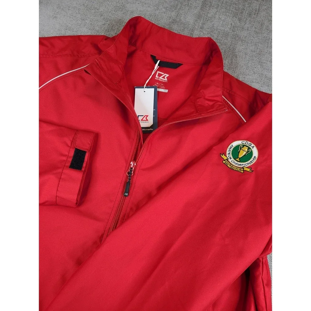NWT Cutter & Buck Jacket Mens XL Red CB Weathertec Beacon Full Zip Golf Jacket